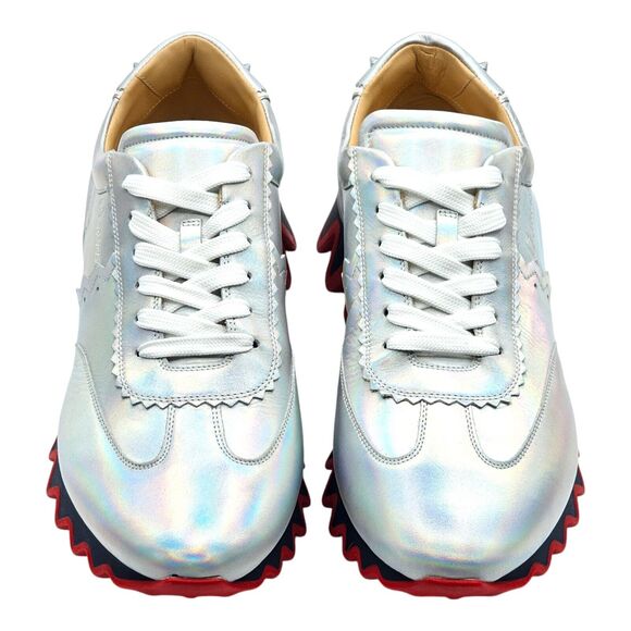 Christian Louboutin Loubishark Iridescent Sneakers - Laser Silver EU 44 / US 11 - Picture 5 of 12